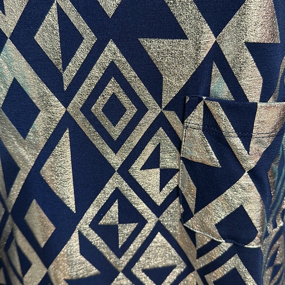 Lularoe Elegant Carly Dress NWT navy and silver. Size M but fits up to XL - Picture 2 of 8